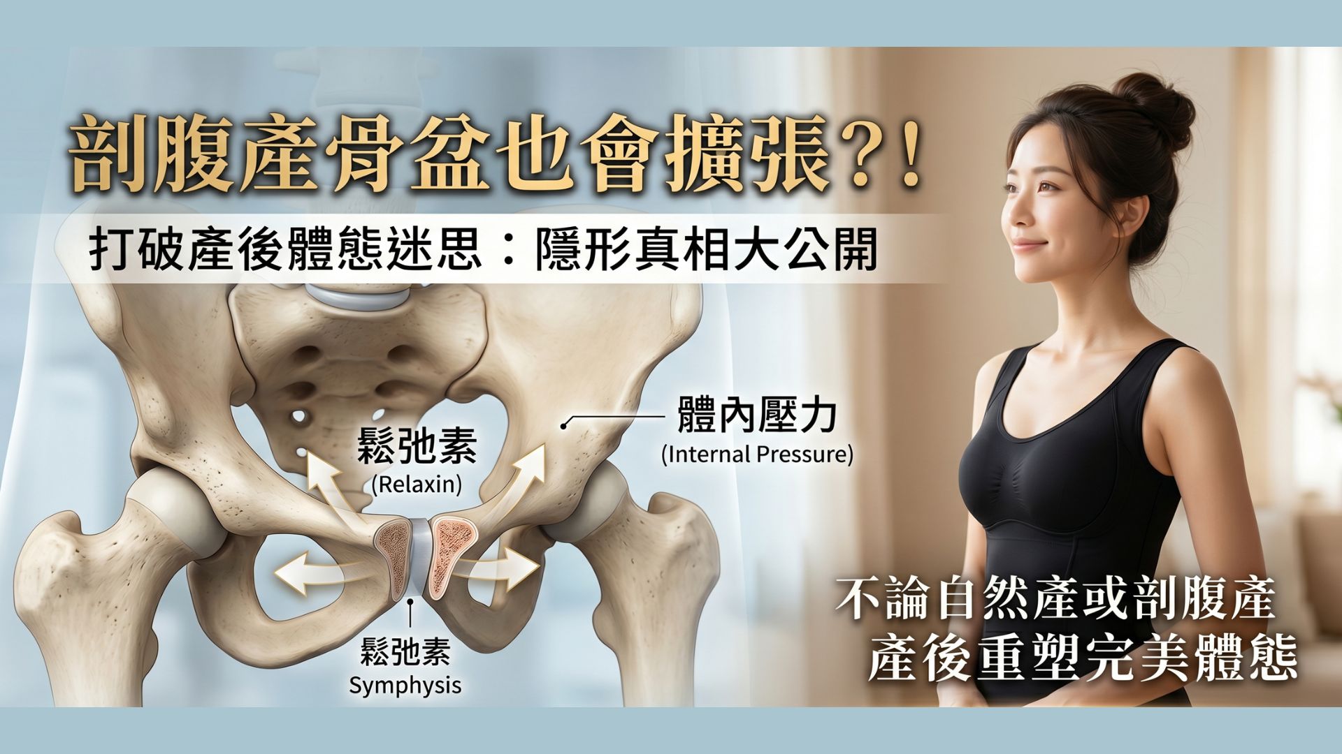 剖腹產與自然產骨盆擴張原因示意圖